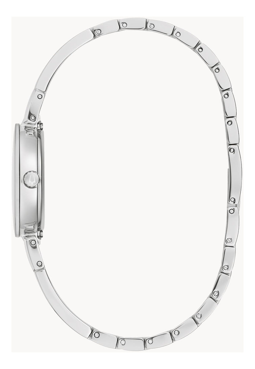Reloj Bulova Marc Anthony 3 Diam 96p241 Para Dama Correa Plateado