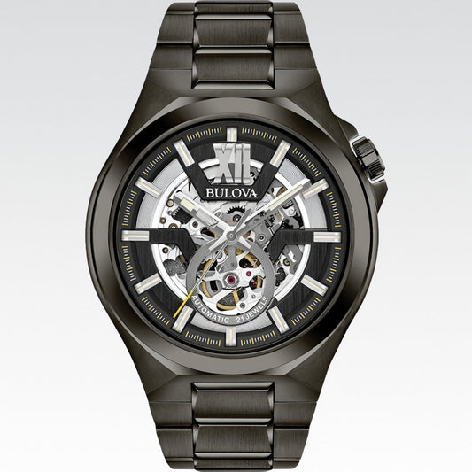 Reloj Bulova Automatic Skeleton Original Para Hombre 98a179 Color de la correa Negro Color del bisel Negro Color del fondo Negro - Nuevo
