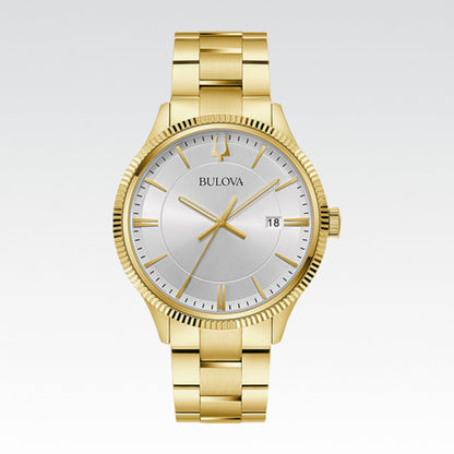 Bulova Mens Gold Tone Stainless Steel Bracelet Watch 97b227 - Vitrina