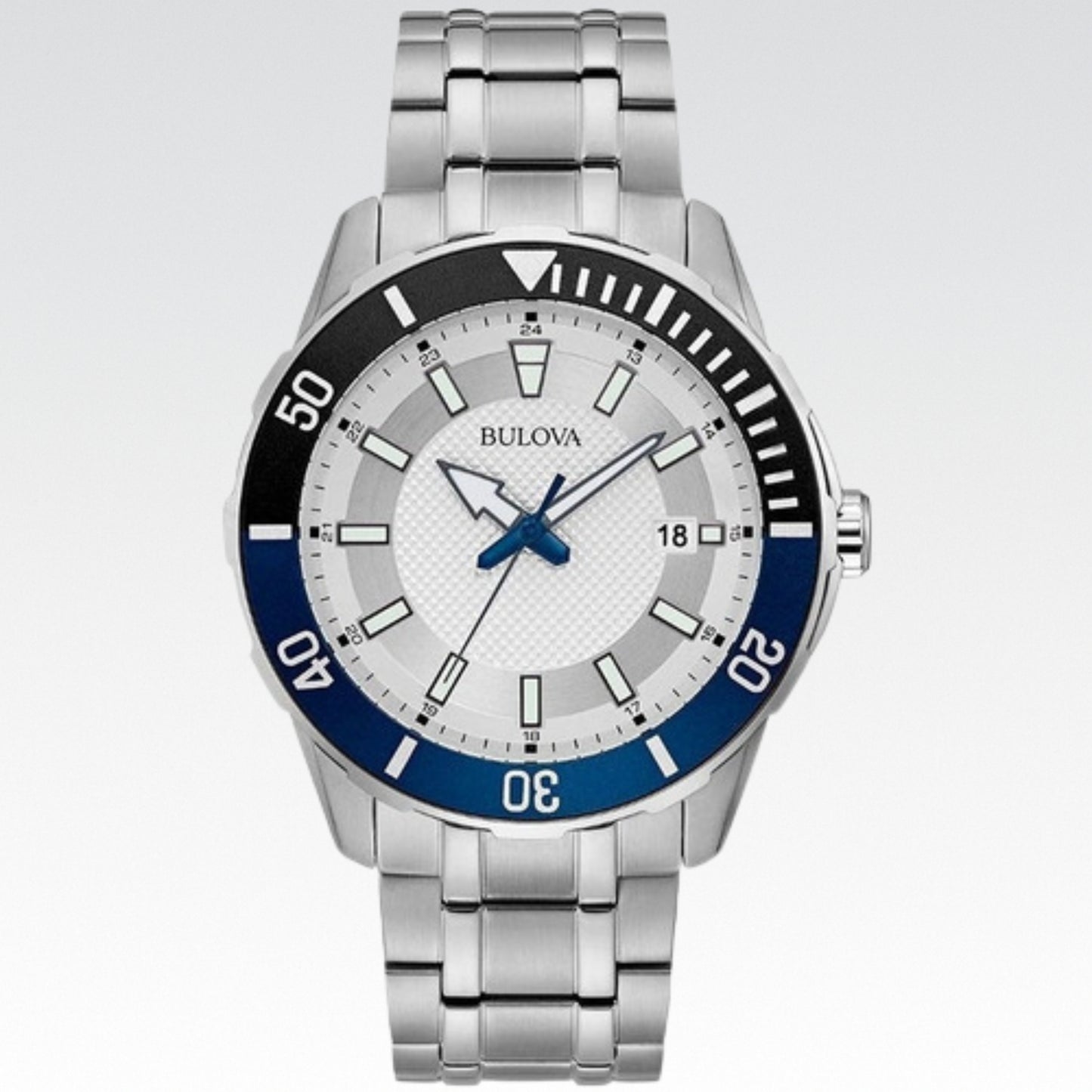 Reloj Bulova Classic 98b349 Original Plateado Azul Plateado - Nuevo