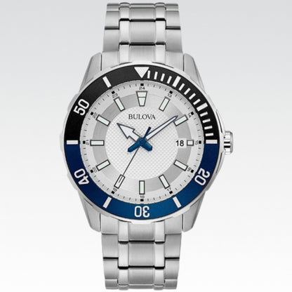 Reloj Bulova Classic 98b349 Original Plateado Azul Plateado - Nuevo