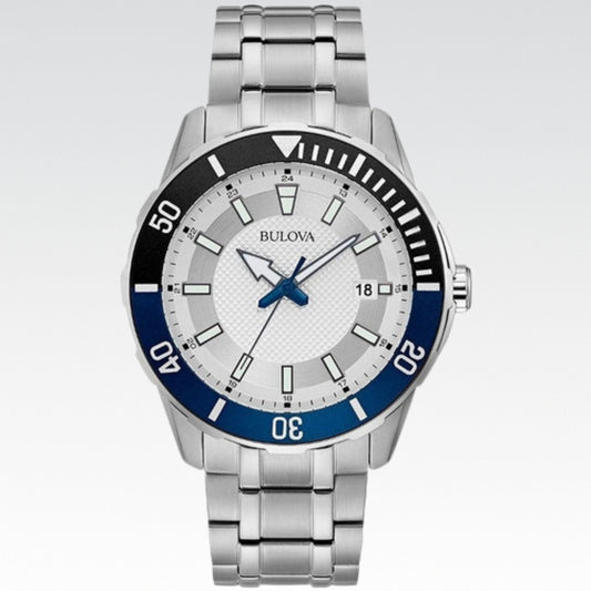 Reloj Bulova Classic 98b349 Original Plateado Azul Plateado - Nuevo