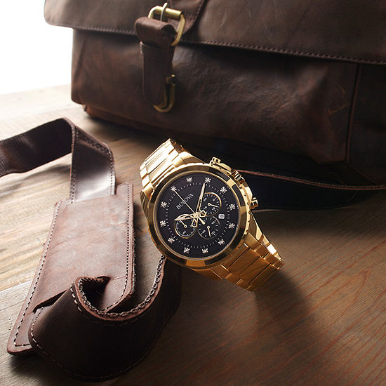 Bulova Mens Gold Tone Stainless Steel Bracelet Watch 97d121