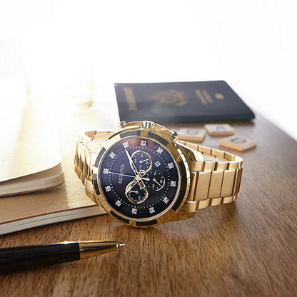 Bulova Mens Gold Tone Stainless Steel Bracelet Watch 97d121