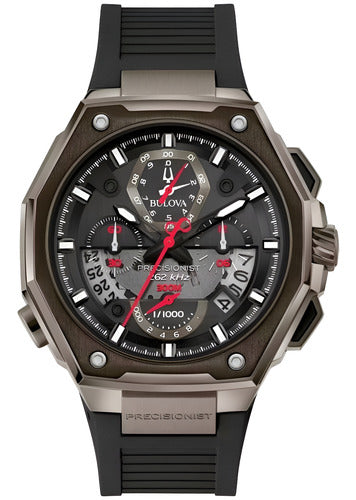 Reloj Bulova Precisionist Original Negro Para Hombre Bisel Gris