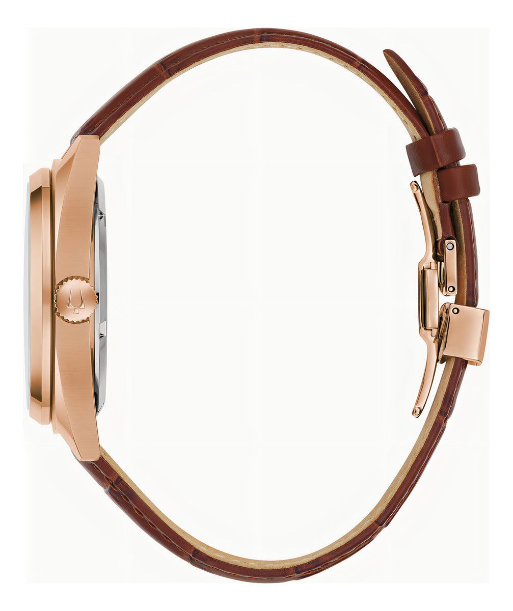 Reloj Bulova Surveyor 97a175 Café Oro Rosa Plateado