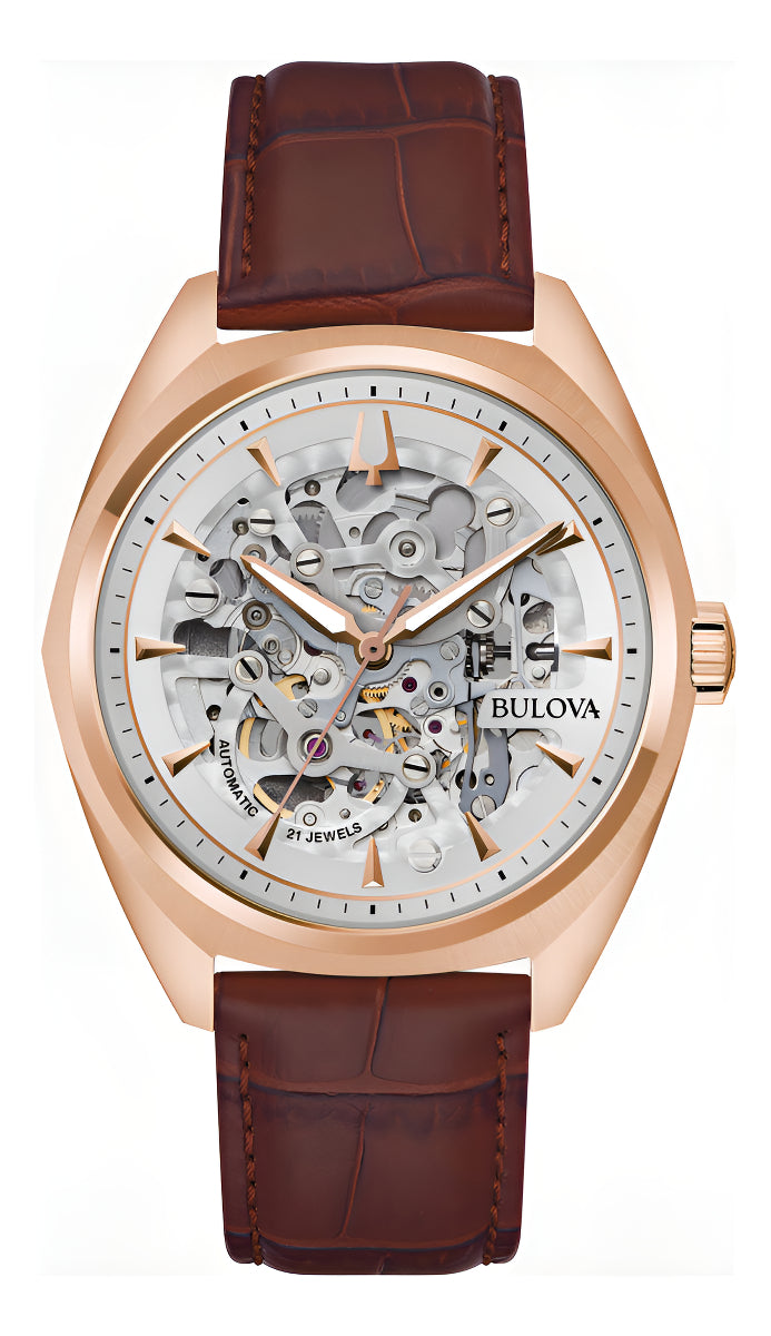 Reloj Bulova Surveyor 97a175 Café Oro Rosa Plateado