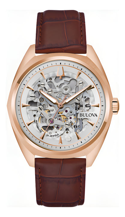 Reloj Bulova Surveyor 97a175 Café Oro Rosa Plateado