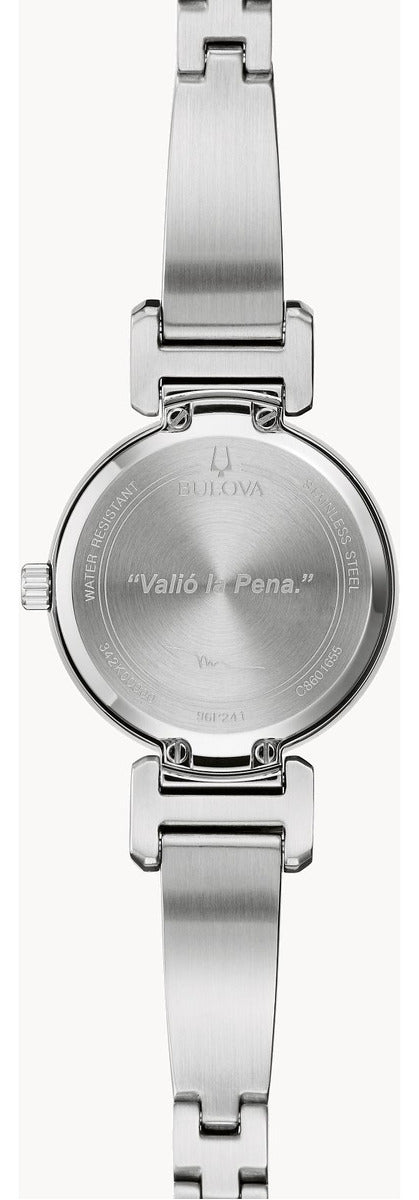Reloj Bulova Marc Anthony 3 Diam 96p241 Para Dama Correa Plateado
