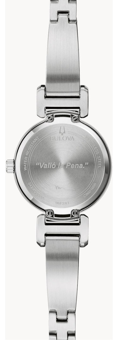 Reloj Bulova Marc Anthony 3 Diam 96p241 Para Dama Correa Plateado