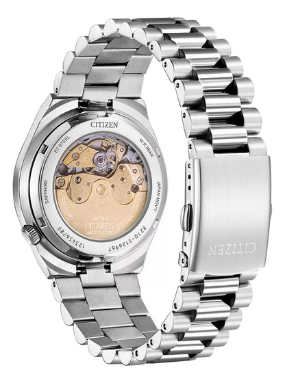 Citizen Tsuyosa Automático Orange Dial Nj0151-53z Correa Plata Bisel Plata Fondo Naranja