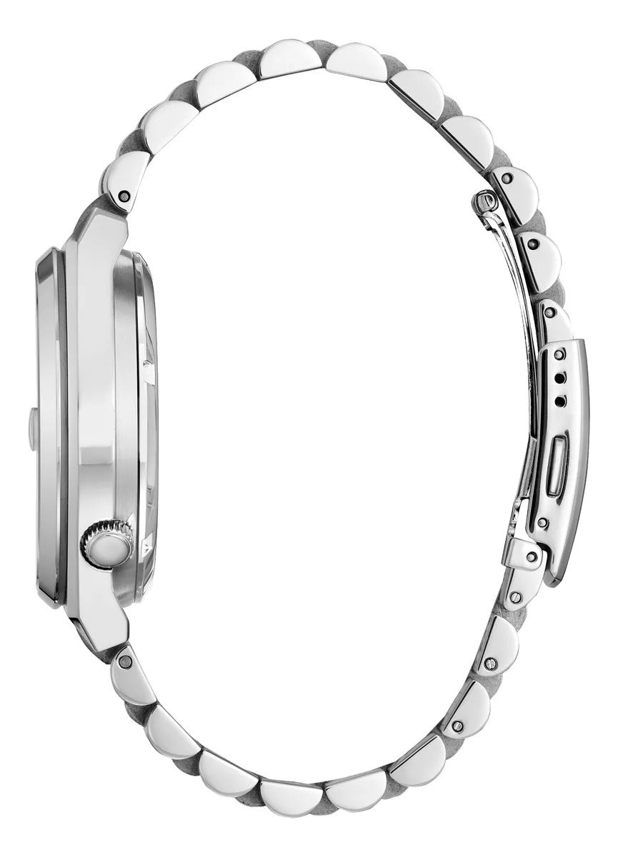 Citizen Tsuyosa Automático Orange Dial Nj0151-53z Correa Plata Bisel Plata Fondo Naranja