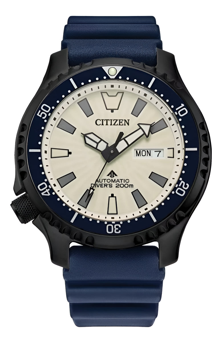 Citizen Promaster Dive Automatic Fugu Ny0137-09a .. Dcmstore Correa Azul Bisel Negro Fondo Crema