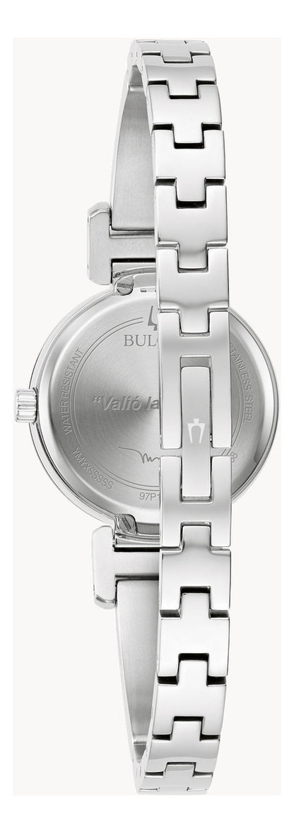 Reloj Bulova Marc Anthony 3 Diam 96p241 Para Dama Correa Plateado