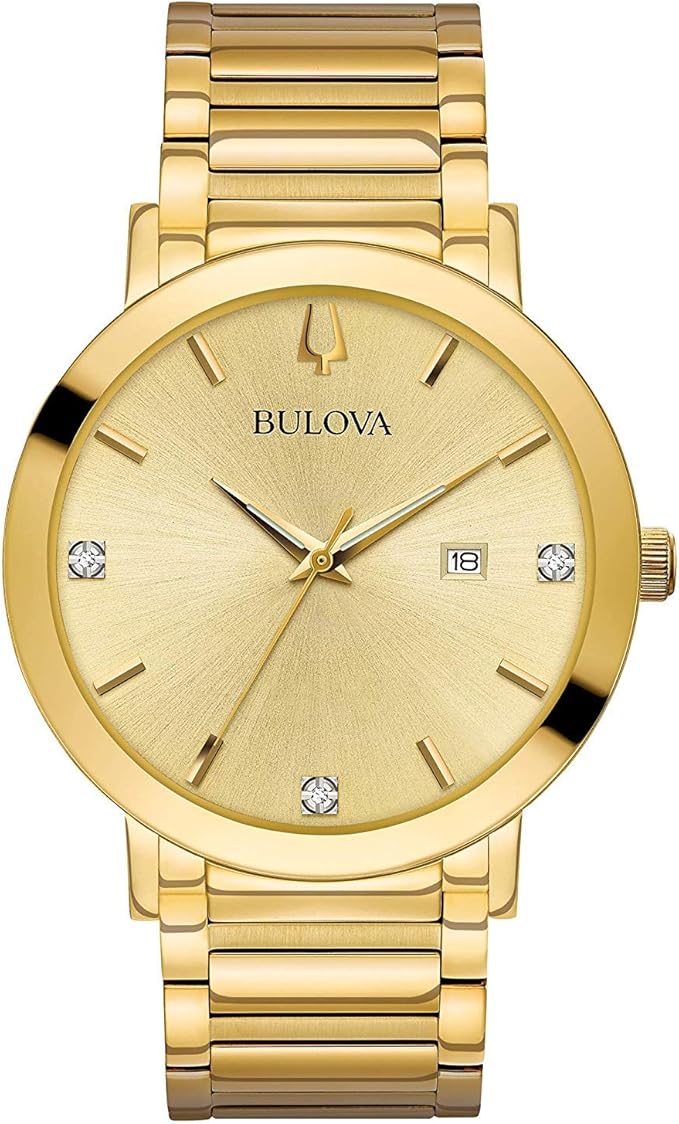 Bulova - Reloj moderno de cuarzo para hombre, acero inoxidable, diamante - Nuevo