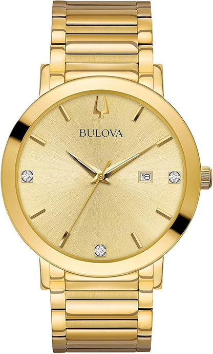 Bulova - Reloj moderno de cuarzo para hombre, acero inoxidable, diamante - Nuevo