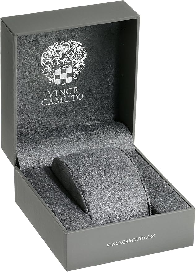 Vince Camuto Reloj multifunción con correa de cuero de cocodrilo marrón y plateado para hombre, Marrón/Platado - Nuevo