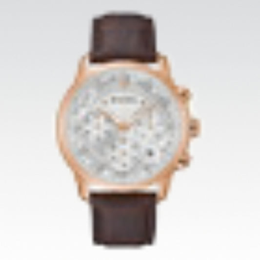Reloj Bulova Sutton Crono 11 Diam Para Hombre 97b217 Ts Color de la correa Marrón Color del bisel Oro rosa Color del fondo Plateado - Nuevo